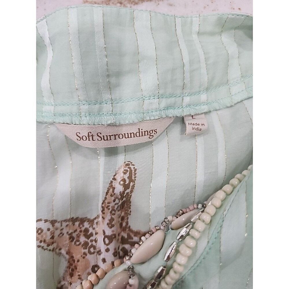 Soft Surroundings Stella Marina Tunic Top Green Beach Shell Women's Large - Picture 8 of 9